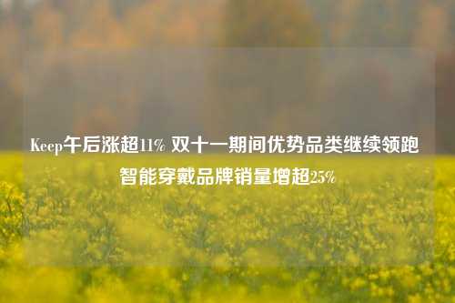 Keep午后涨超11% 双十一期间优势品类继续领跑 智能穿戴品牌销量增超25%