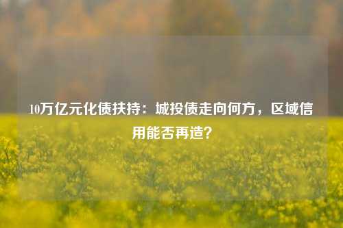 10万亿元化债扶持：城投债走向何方，区域信用能否再造？