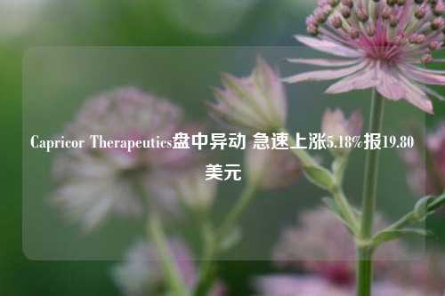 Capricor Therapeutics盘中异动 急速上涨5.18%报19.80美元