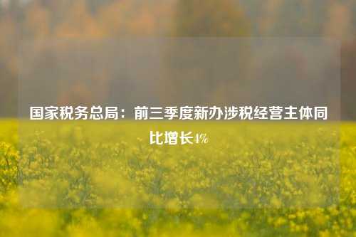 国家税务总局：前三季度新办涉税经营主体同比增长4%